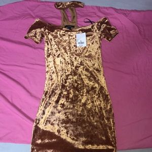 Off The Shoulder Crushed Velvet Mini Dress